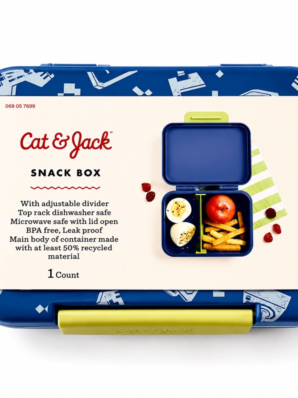 Cat & Jack Navy Blue Bento Box with Lime Green Accent